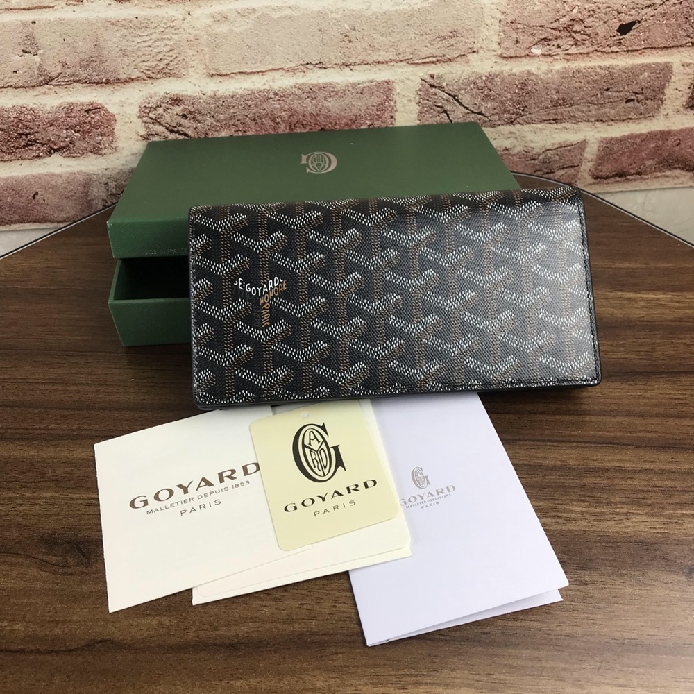 Goyard Saint-Roch Black Goyardine Canvas Long Bifold Wallet